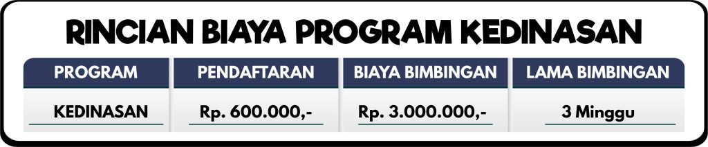 RINCIAN BIAYA PROGRAM KEDINASAN 2026 ____